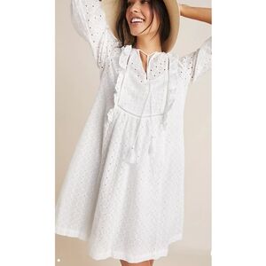Anthropologie White Eyelet Dress
